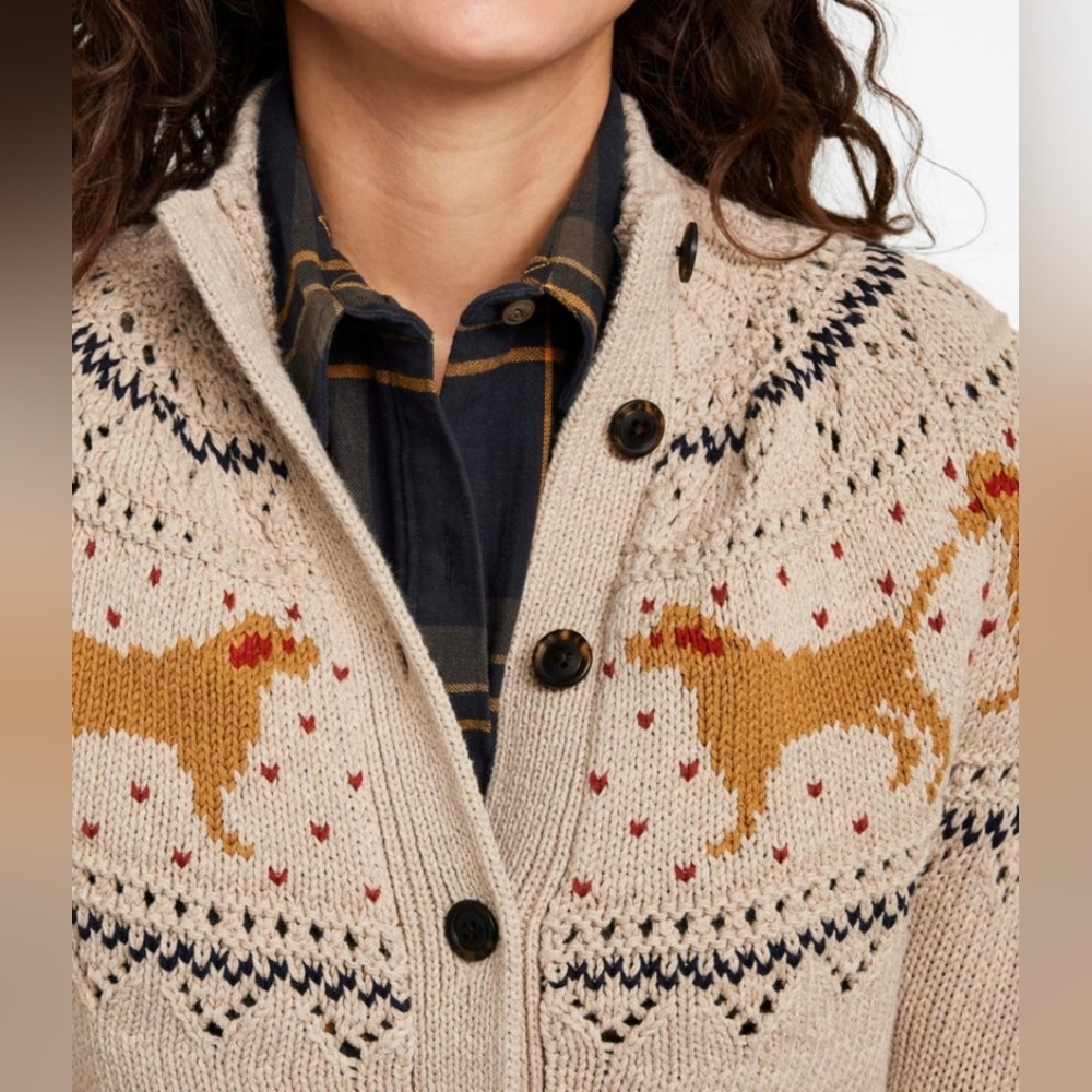 LL Bean Women's Signature Cotton Fisherman Sweater, Labrador Fair Isle - Picture 5 of 13